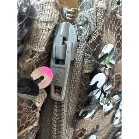 Vintage Cachet Bari Protas sequin formal prom dropwaist dress gray silver small - Picture 15 of 17